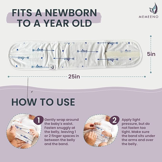 MEMEENO Belly Band for Baby Gas and Colic Relief - Heating Pad for Colic, Heated Tummy Wrap for Newborn infants, Love Him