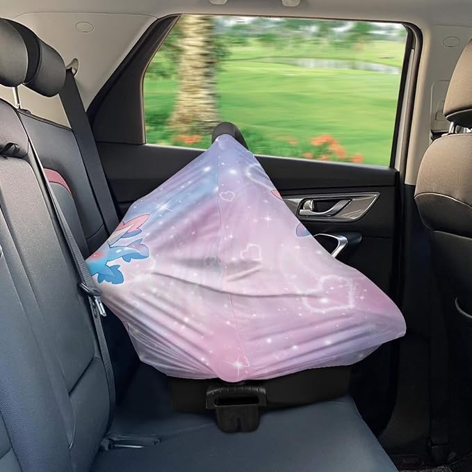 GIFTPUZZ Axolotl Print Soft & Breathable Stretchy Car Seat Cover for Babies - Multi-Use Nursing & Breastfeeding Canopy for Baby Boys - Ideal for Shopping Carts, High Chairs, and Strollers