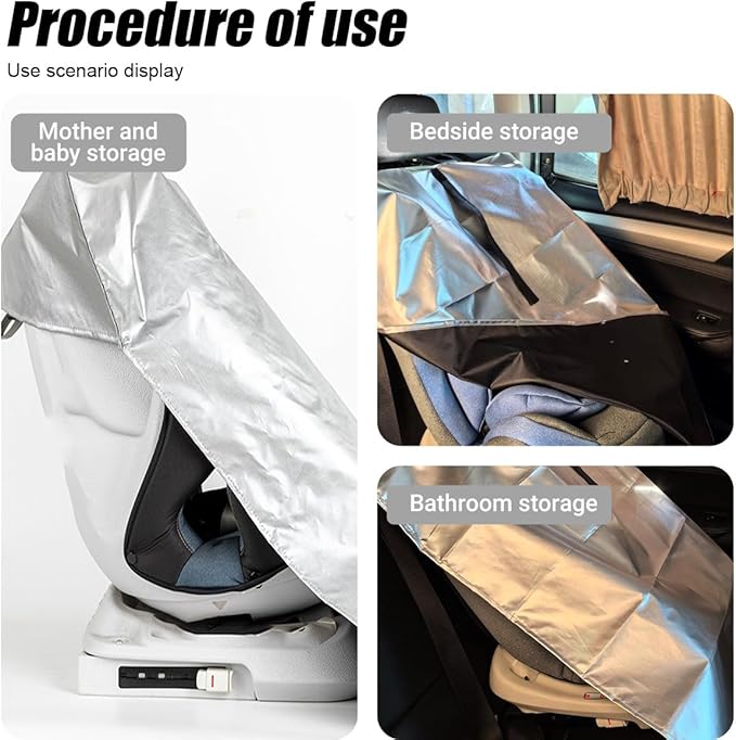ZIMISI Car Seat Sun Shade Cover, Portable Reflective Infant Automotive Seat Heat Protector Keep Toddler Seats at Cool Temperature, Baby Car Seat Cooler Blocks UV/Sunlight (2PCS)