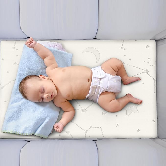 YENING Bamboo Pack and Play Mattress Pad Breathable 38x26 Waterproof Baby Mattress for Pack N Play Matress Topper Waterproof with Strap