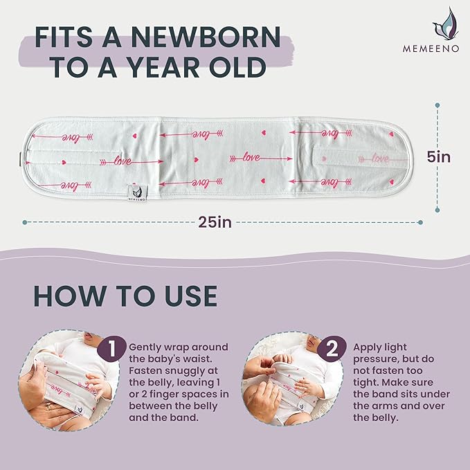 MEMEENO Belly Band for Gas and Colic Baby Relief - Heating Pad for Colic, Heated Tummy Wrap, Love Her