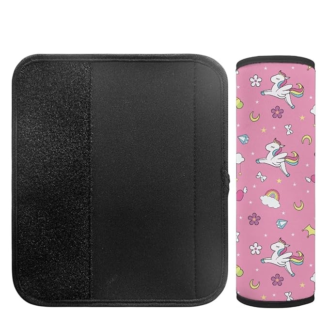 Biyejit 2 Pack Rainbow Horse Car Seat Belt Strap Adjuster for Kids, Galaxy Space Kids Car Seat Belt Cover Soft Seatbelt Shoulder Pad for Comfortable Driving, Car Accessories