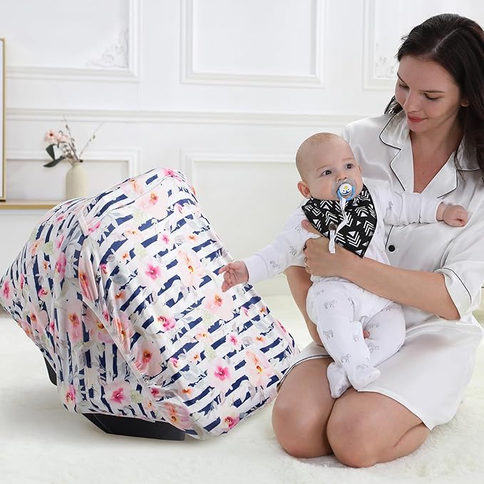 Little Tots Baby Car Seat Canopy Cover, Breathable Sun Shade, Full Privacy for Newborns & Infants, Universal Fit for Boys & Girls