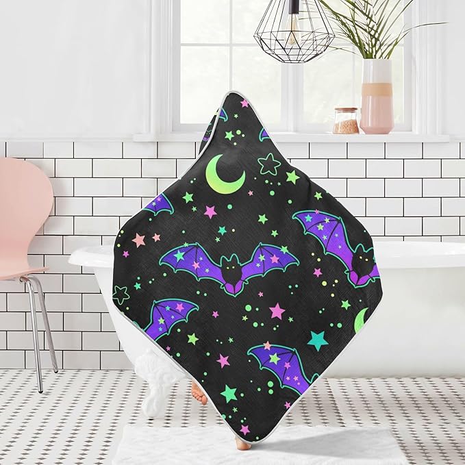 YETTASBIN Halloween Bat Baby Towel, Ultra Soft Absorbent Cotton Baby Hooded Bath Towel for Newborn Baby Boy Girl, Toddler, Infant Registry Gift - 35 x 35 Inch