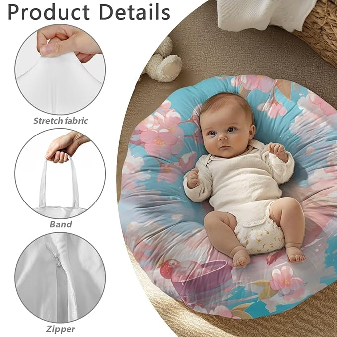Cherry Floral and Capybara Newborn Lounger Cover Removable Cover Ultra Soft Comfortable Lounger Slipcover Protector Cover for Infant Lounger Pillow Easy to Use and Dustptoof