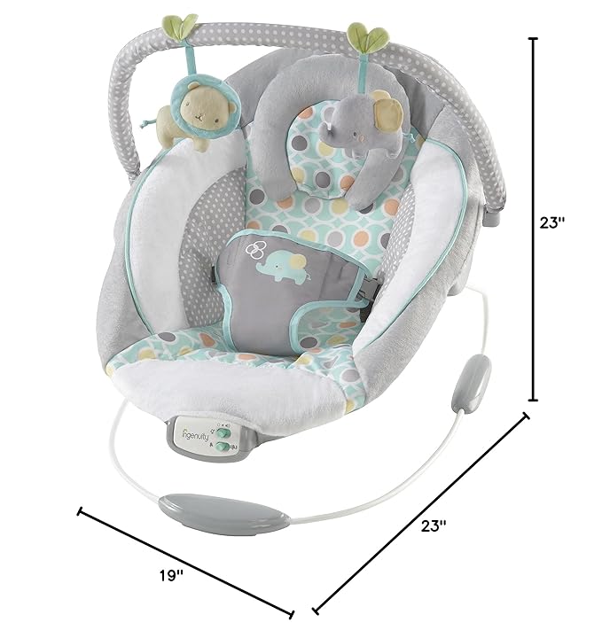 Ingenuity Soothing Baby Bouncer Infant Seat with Vibrations, -Toy Bar & Sounds, 0-6 Months Up to 20 lbs (Morrison)
