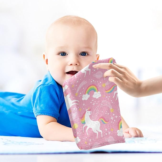 vvfelixl White Unicorn Rainbow Star Baby Burp Cloths Baby Muslin Washcloths for Boys Girls Cotton Baby Face Towel for Newborn Infants Soft and Absorbent 11.8 X 11.8 in, 5 Pack