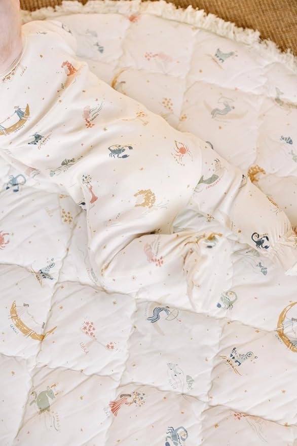 Pehr Baby Play Mat, Zodiac | Ultra-Soft Quilted 100% Cotton Exterior with Plush Polyester Fiberfill | for Tummy & Playtime | 40β Diameter