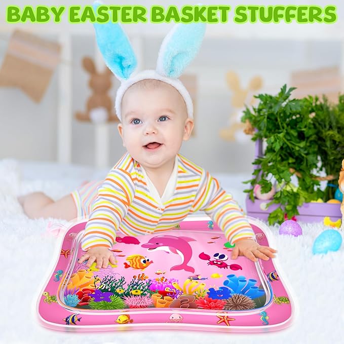 ZMLM Baby Tummy Time Water Mat for Babies: Baby Toys Gifts for Newborn Infant 3 6 9 12 Month Boy Girl Inflatable Activity Playmat Sensory Mat Toddler Belly Time Pat (Pink)