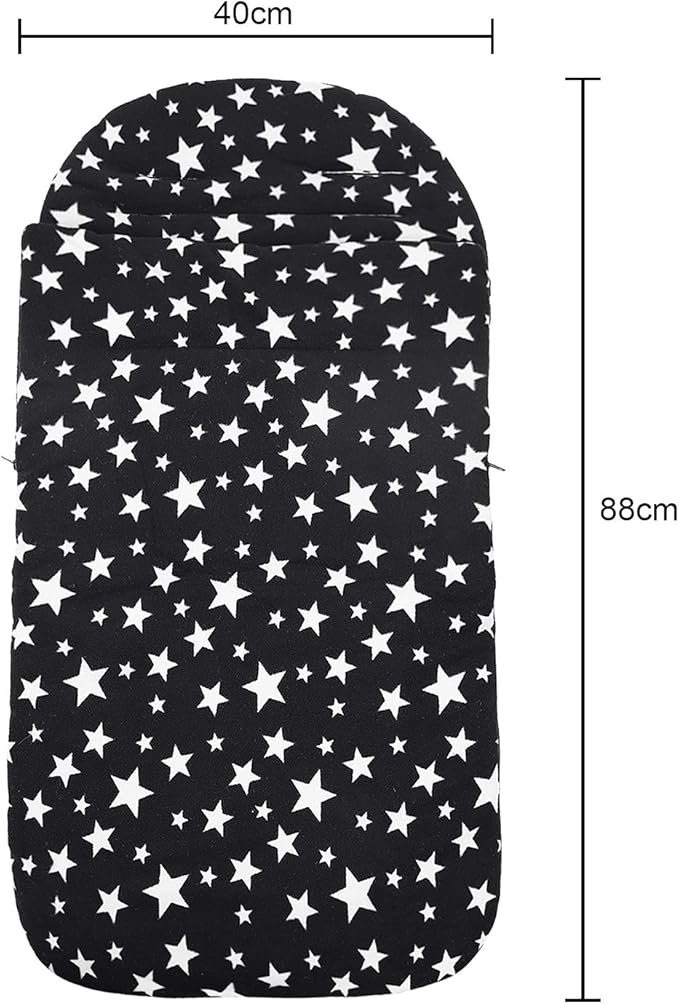 RUIXIA Winter Warm Thick Fleece Baby Stroller Sleeping Bag Detachable Universal Waterproof Toddlers Bunting Double Zipper Closure Footmuff Newborn Infants Swaddle Blanket Pram Wrap (Black Star)BAG910