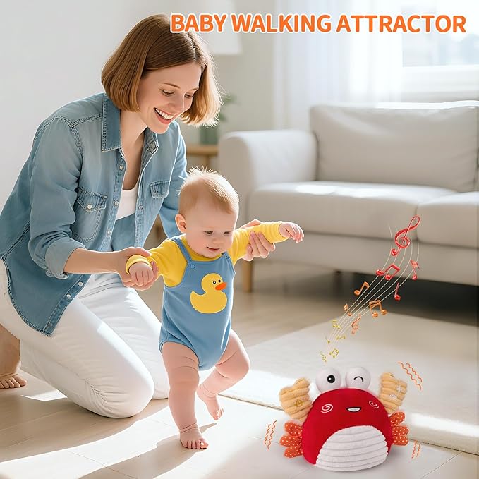 nicknack Baby Toys 0-6 Months – Crawling Dancing Bouncing Musical Learning Plush Crab,Interactive 100+ Songs Toy for 1 2 3 Year Old Boys Girls Sensory Birthday Gifts