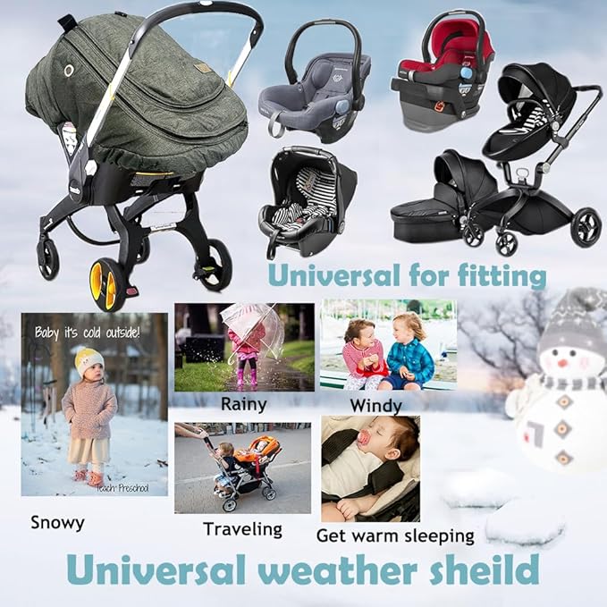Car Seat Covers for Babies Winter - Baby Car Seat Cover Water Resistant,Universal Cold Weather Shield Carseat Covers Protection for Baby Warm and Cozy Carseat Cover for Infant Car Seat
