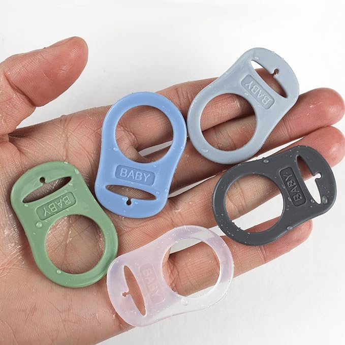 5 Pack Pacifier Clip Silicone Adapter Holder Rings for Pacifier (Food Grade, Multicolor)