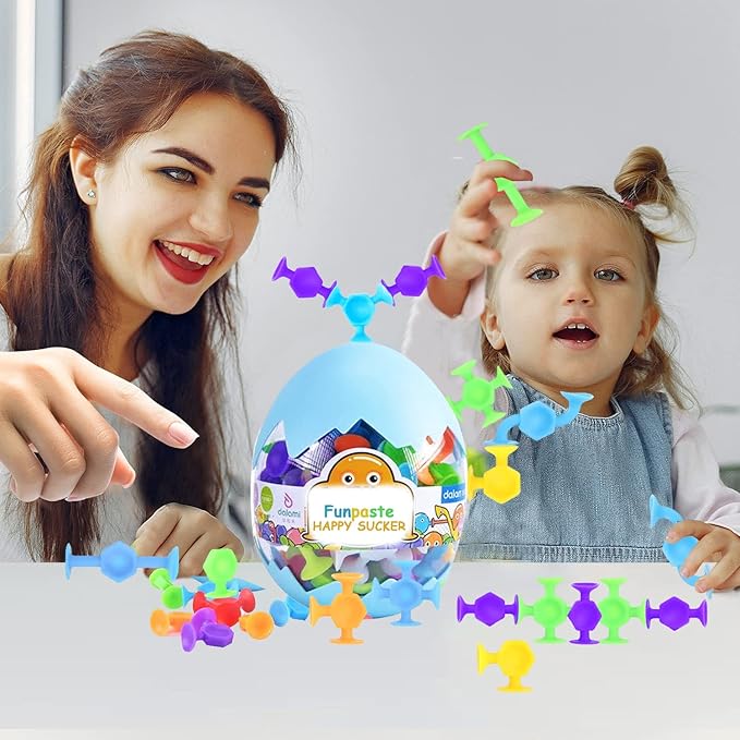 50pcs Suction Toys Easter Basket Stuffers Sensory Toys for Kids Ages 3 4 5 6 7 8 Boys Girls, Stocking Stuffers Bath Toy for Toddlers Montessori 8 Colors Slicone Travel