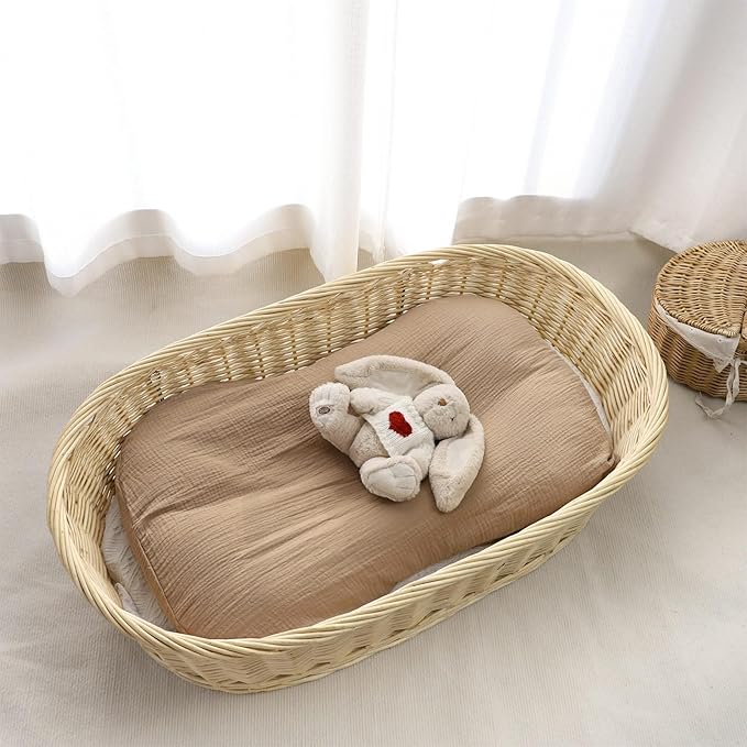 Pea Pod Muslin Baby Lounger Cover 2 Pack Cotton Slipcover, Soft Breathable Infant Lounger Covers Only for Newborn Baby Nest Lounger Sheets for Cozy Naps 0-12 Months(Koala)