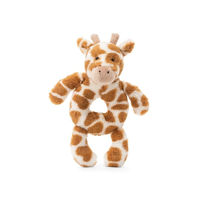 Jellycat Bashful Giraffe Soft Plush Baby Toy Ring Rattle, 6 inches