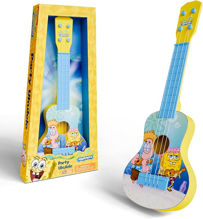 Lollipop Paw Patrol Party Ukulele - Musical Toy Gift for Toddlers4 String Mini Guitar Musical Instrument, Educational Learning Toy, Can Play with Strap or Picks - Great for BeginneR (Spongebob Yellow)
