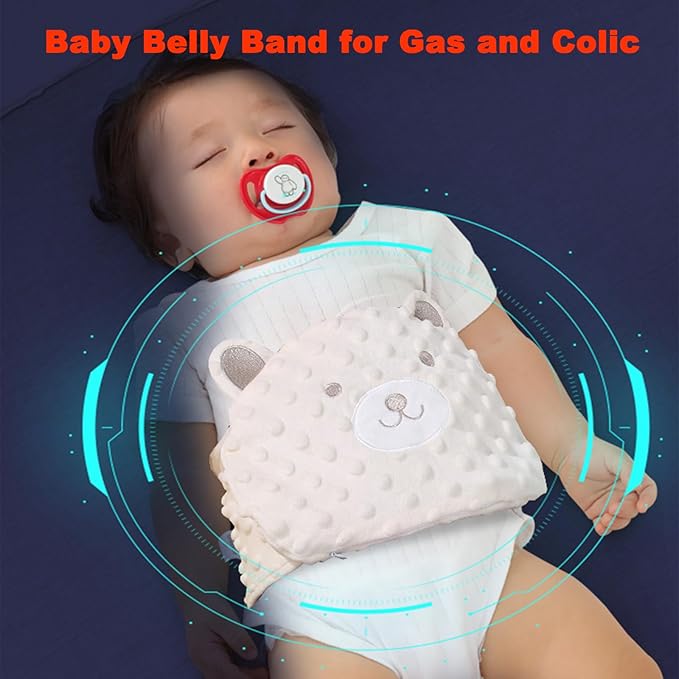 Baby Colic and Gas Relief - Cassia Seed Heated Tummy Wrap,Infant Warming Pad Belly Band Gripe Belt Relieves and Soothes Gas,Bloating and Upset Stomach (Beige)