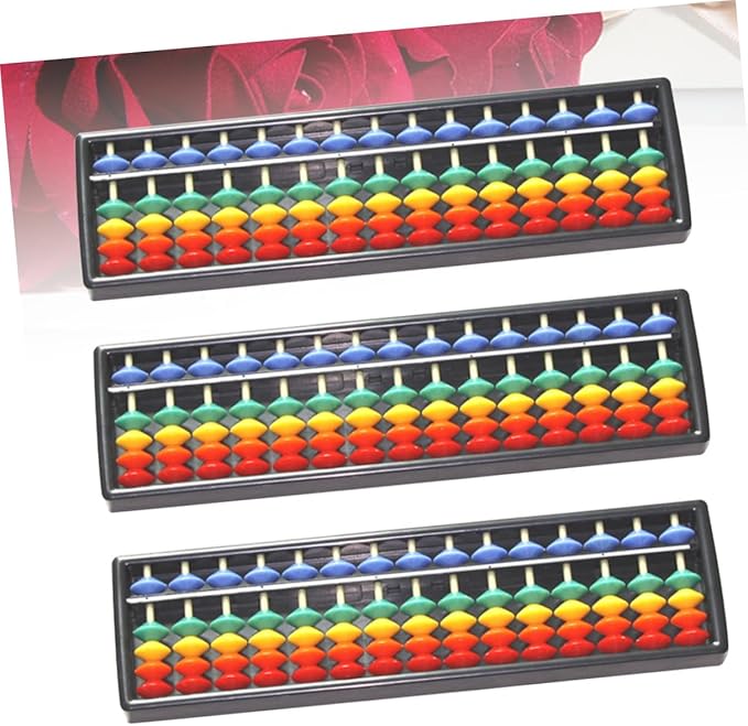 3pcs Colorful Plastic Abacus with 15 Rows, 5 Beads for ’s Mental Arithmetic, Lightweight Educational Portable Math Learning Tool, 3 Pieces per Pack
