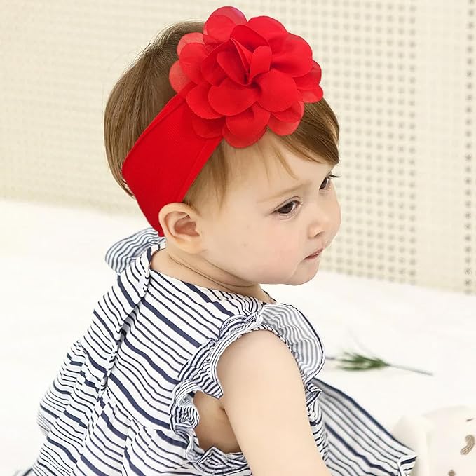 CÉLLOT 20 Colors 4 Inch Chiffon Flower Baby Girls Headbands Soft Elastic Nylon Hairbands for Newborn Infant Toddler Girls Kids