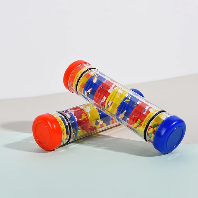 MIHEY 2 Pack Rainmaker Rain Stick Toy, 8 Inch Rainstick Musical Instrument for Babies Toddlers and Kids, Sensory Developmental Shaker