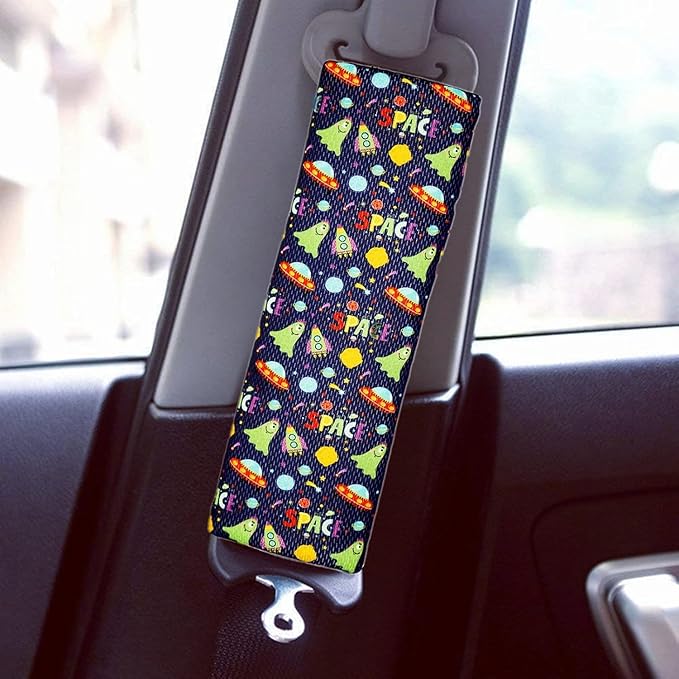 Baby Seat Belt Strap Cover, 2 Pcs Kids Car Seat Belt Cushions Pads, Shoulder Strap Protectors for Girls Boys (Space 7A)