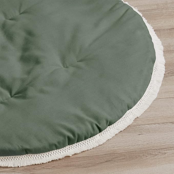 Sweet Jojo Designs Dark Green Boho Boy Girl Gender Neutral Baby Play Mat Tummy Time Activity Infant Playmat Playpen Tent Teepee Floor Sage Modern Bohemian Farmhouse Southwest Shabby Chic Diamond Tuft
