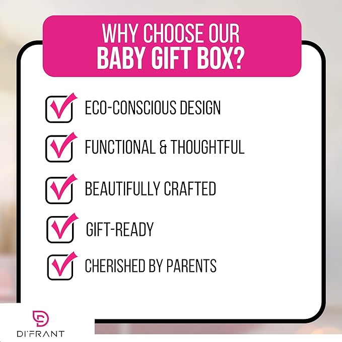 DI'FRANT® Newborn Baby Gift Box | Baby Essentials Educational Teething Toy & Soothing Crochet Rattle Set |Baby Boy Stuff Bamboo & Cotton | Perfect Baby Toy Full Moon Eco-Friendly (Light Pink Rabbit)