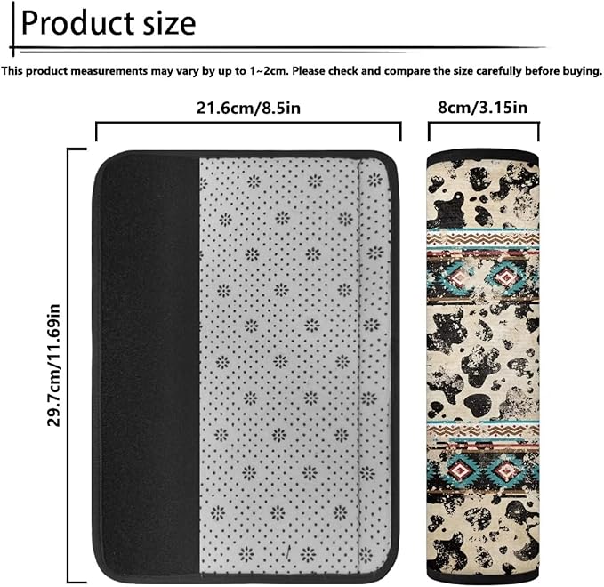 Seat Belt Cover Pad 2 Packs Seatbelt Shoulder Pad Retro Cow Print Non Slip Seat Neck Strap Covers for Cars Trucks Vans for Husband Brothers