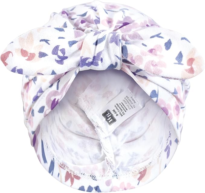 Hudson Baby Infant Girls Turban Cotton Headwraps, 0-24 Months