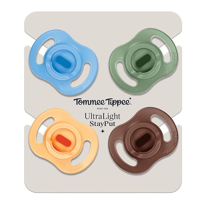 Tommee Tippee Ultra-Light StayPut Pacifier, One-Piece Silicone Design, 18-36m, 4 Pack