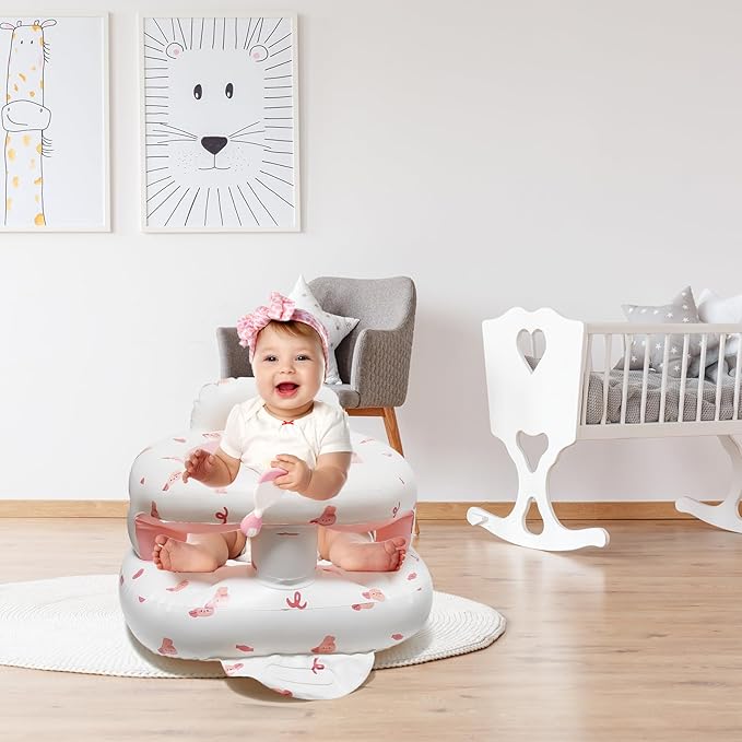 TDTOK Inflatable Baby Seat, Sit Me Floor Seat for Babies 3 Months Up, Inflatable Baby Chair with Fence & Built-in Air Pump for Home, Travel
