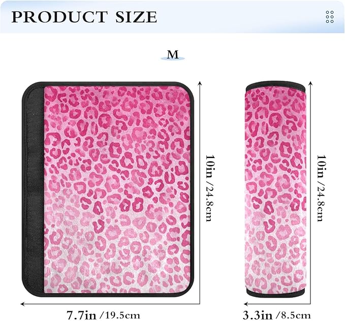 2 Pack Seatbelt Covers Seat Belt Cover Pad for Adults Boys Girls Car Seat Strap Covers Pads Cushion Universal Shoulder Strap Pad Protector for Backpack Camera Bag 6.5 Inch Gradient Pink Leopard Print