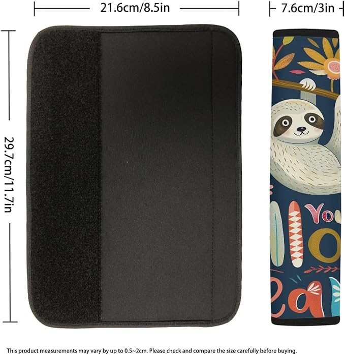 AFPANQZ 2pcs Funny Sloth Seat Belt Pads Covers Universal Fit for Truck Vans Sedans SUVs Safety Seatbelt Pad Cushion Comfortable Driving Car Seats Accessories Black One Pair