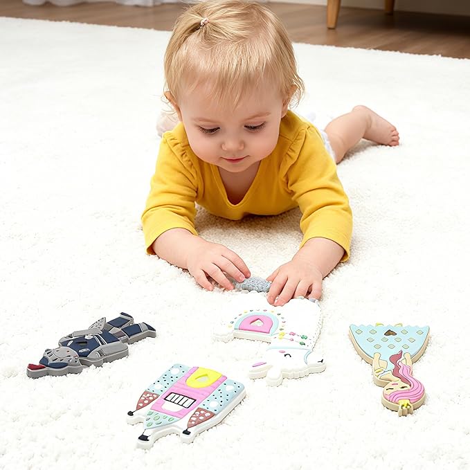 Baby Teething Toys ,Food Grade Silicone Safety Chewy Teething Toy ,Soft Silicone Chew Toys, Toddler Sensory Chewing Teether (Princess)