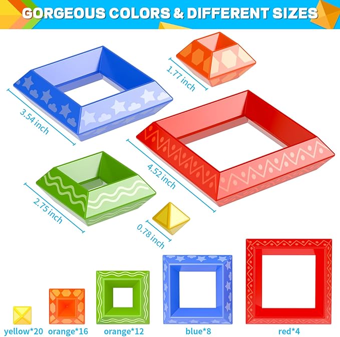 Doloowee Stacking Toys Building Blocks for Toddler,60 PCS Montessori Toys Blocks Preschool Learning Activities Stem for Boys Girls Gifts Christmas Stocking Stuffers