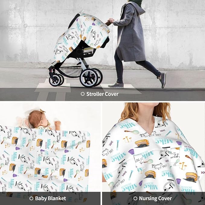 Personalized Baby Car Seat Canopy for Babies, Custom Name Baby Car Seats Covers for Boys Girls, Opening Minky Nursing Breastfeeding Cover for Infant Newborn, Carseat Canopies (Future Scientists)
