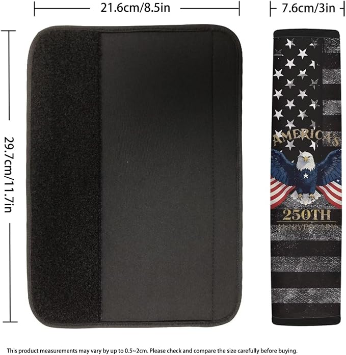 AFPANQZ 2 Pack Car Seat Belt Covers for Adults Safety Seatbelt Pad Cushion Eagle 250 Years Universal for Most Car Laptop Backpack Luggage Bag Straps Pads