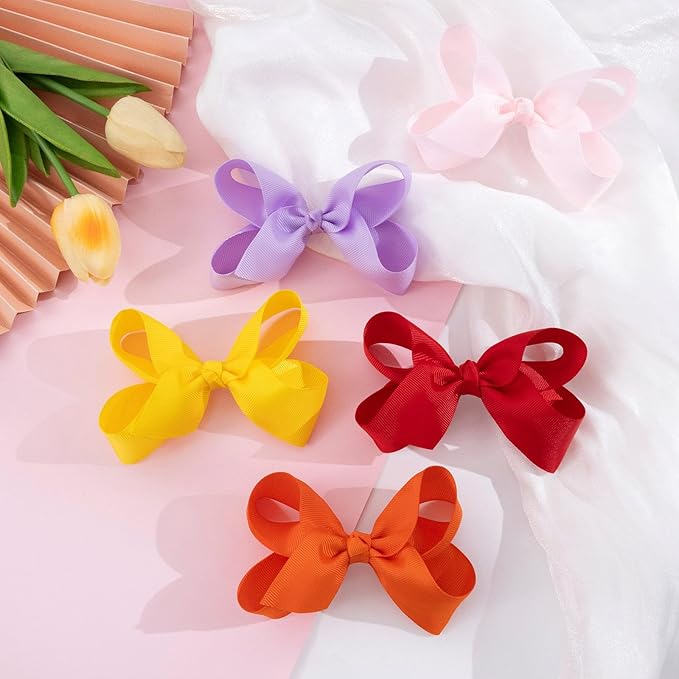 Oaoleer 40 Colors 3 Inch Hair Bows Clips Grosgrain Ribbon Bows Hair Alligator Clips Hair Barrettes Hair Accessories for Girls Toddler Infants Kids Teens Children (3inch 40color)
