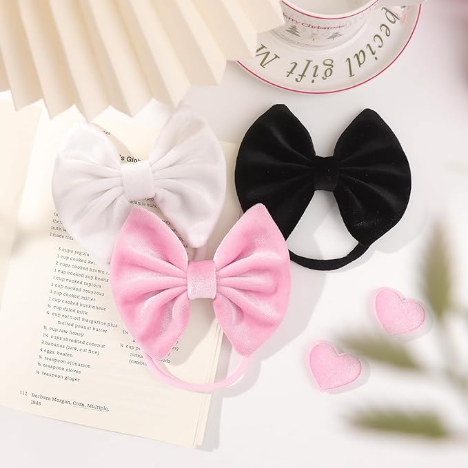 Velvet Baby Girl Bows Soft Elastic Nylon Headbands for Girls Hair Band Bows Black White Pink Handmade Newborn Bows Infant Toddler Kid Hair Accessories