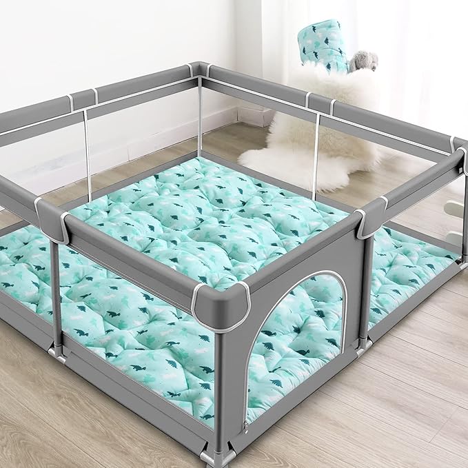 SPRINGSPIRIT Baby Play Mats for Floor, 59x59 Inch Thicker and Larger Soft Cushioning Playmats for Babies and Toddlers, Foldable Washable Baby Playpen Mat,
