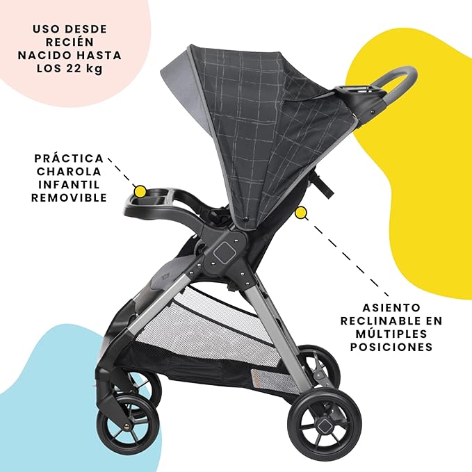 Safety 1st Smooth Ride QCM Travel System, Fast, 1-Hand Lift to fold, High Street