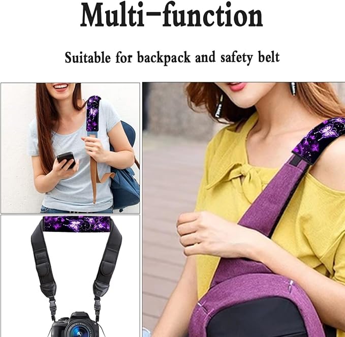 Purple Butterfly Car Shoulder Pads for Seat Belts 2 Pack Car Seat Belt Covers for Cars Auto Seat Belt Cover Seatbelt Shoulder Pad Soft Auto Seat Belt Cover Seatbelt Shoulder Pad Cushions