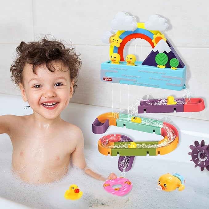 Bath Duck Toy with Light and Music, Toddlers Bathtub Toy with Marble Run, Floating Swimming Duck, Baby Shower Toy