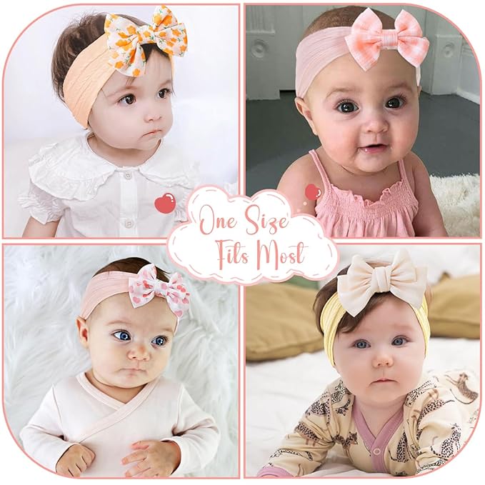 Ulico 2 Pack Cute Custom Baby Girls Headband,Personalized Girls Headband with Name,Girls Embroidered Headbands,Newborn Headbands with Bow