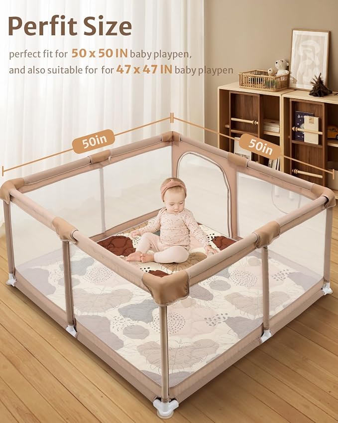 Baby Play Gym Mat + Baby Play Mats for Floor,50x50