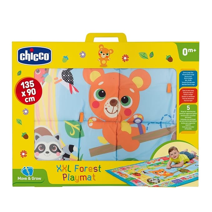 Chicco XXL Forest Playmat, Forest Animals | Extra Large Baby & Toddler Playmat (135cm x 90 cm), Soft and Colourful, Music & Lights