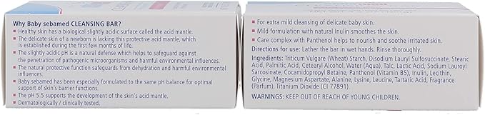 SEBAMED Baby Ultra Mild Cleansing Bar Pack of 2 - Hypoallergenic Non-irritating Cleanser with Vitamins and Amino Acids 3.5 Ounces (100g) 2pk