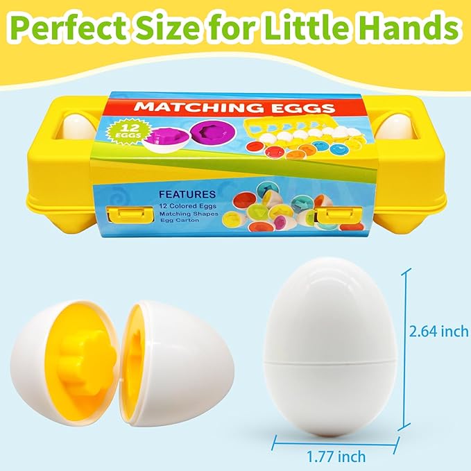 WEEJOYGAM Toddler Montessori Toys for 1 2 3 Year Old Boy Girl Easter Eggs Basket Stuffers Birthday Gift, Sensory Color Sorting Matching Eggs for Toddlers 1-3 Educational Shape Sorter Puzzle Fine Motor