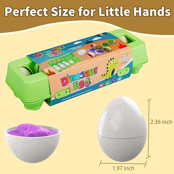 WEEJOYGAM Dinosaur Matching Eggs, Easter Eggs Toys for Toddlers 1-3, Dino Shape Sorter Fine Motor Skill Puzzle Educational Montessori Toys for 1 2 3 Year Old Preschool Baby Easter Basket Stuffers Gift